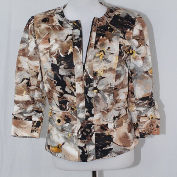 Coldwater Creek Size 8 Evening Jacket No Pockets Shoulder Pads Floral Dressy LNC - Picture 2 of 9